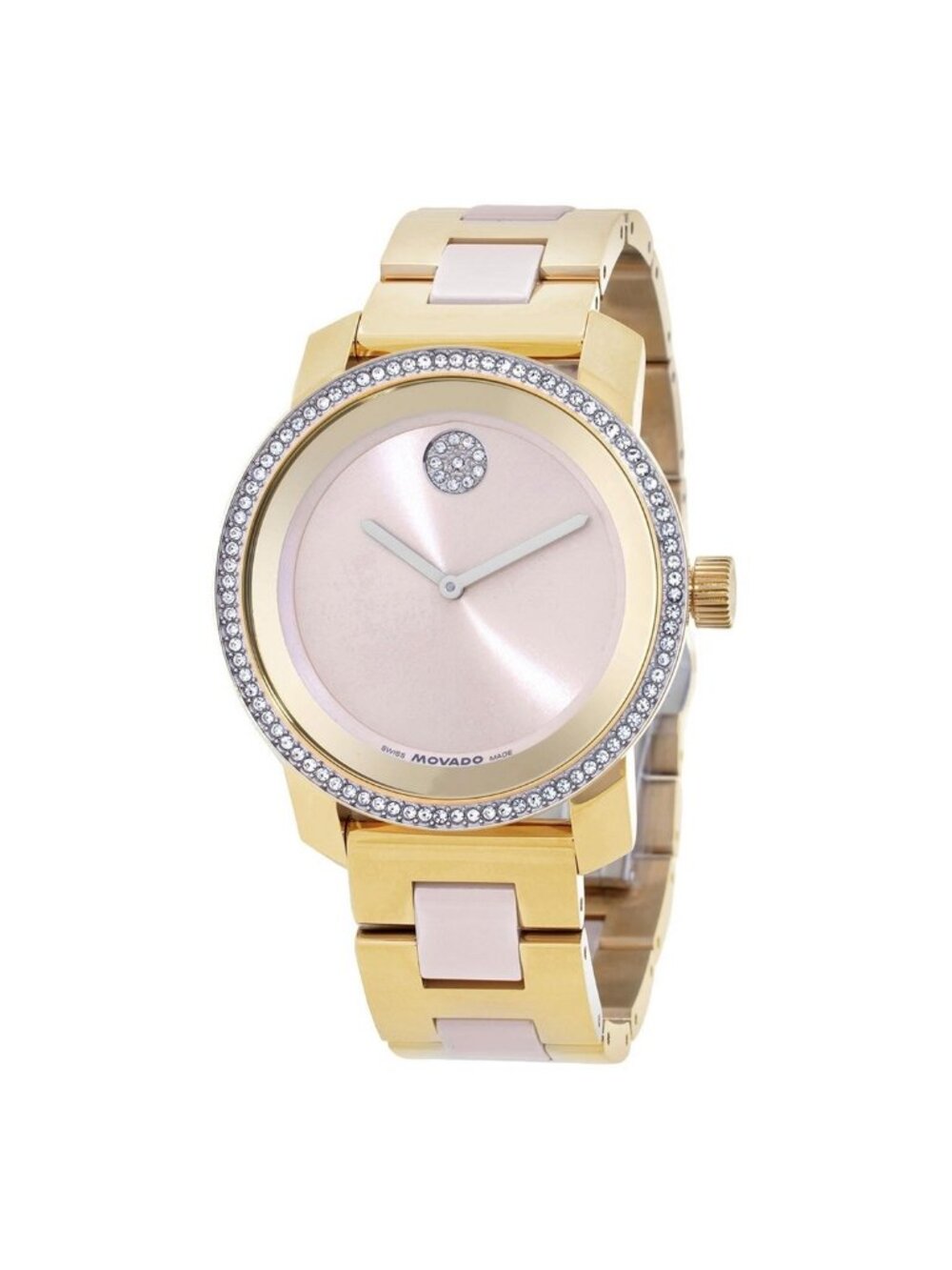 NWT Movado Bold Quartz Crystal Champagne Dial Ladies Watch